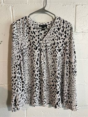 International Concepts Animal Print V-Neck Zipper Top
